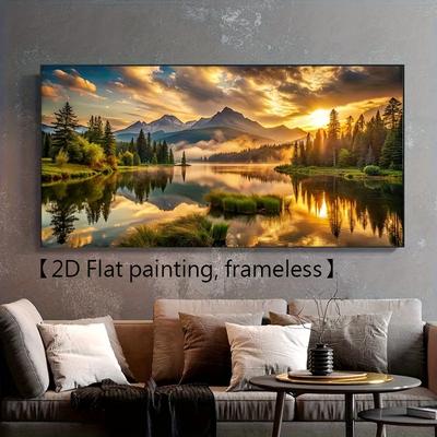 TEMU 1pc Large Unframed Canvas Art Print - Over Snow-capped Mountains With Reflective , Modern Landscape Wall Decor For Living Room Or Bedroom, Nature Scene Canvas Wall Art, Landscape Decor Image