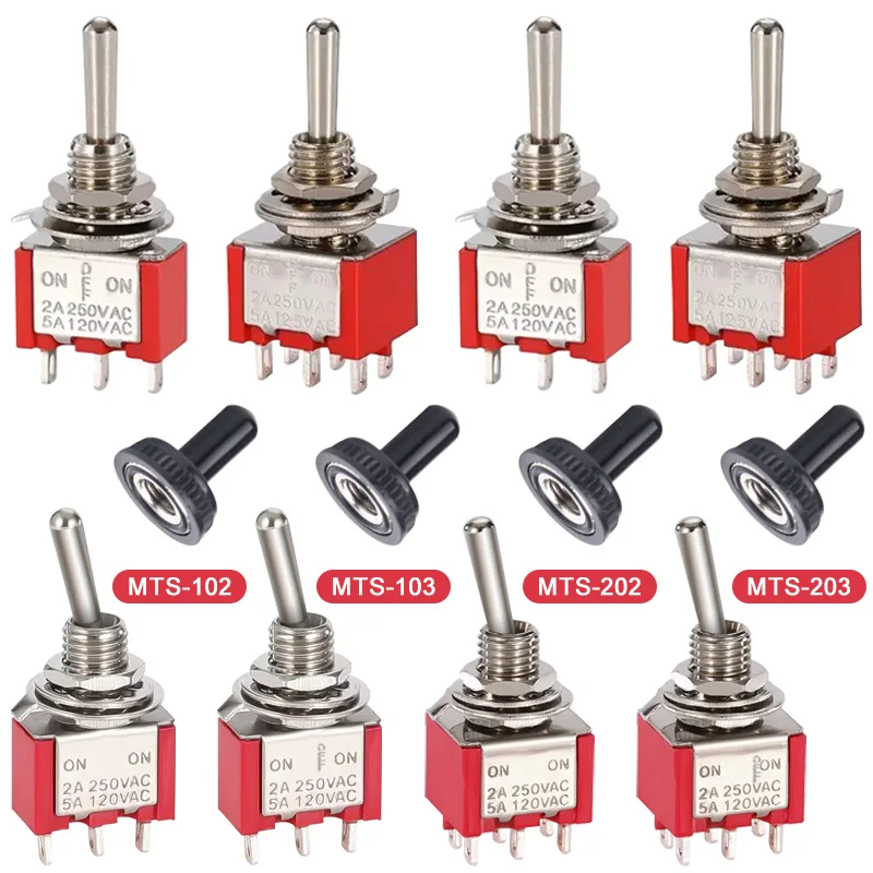 10 Stücke MTS102 MTS203 Mikroschalter 6mm Miniaturschalter EIN-AUS-EIN Kippschalter Einpolig 3Pin 6Pin EIN/AUS Netzschalter Image