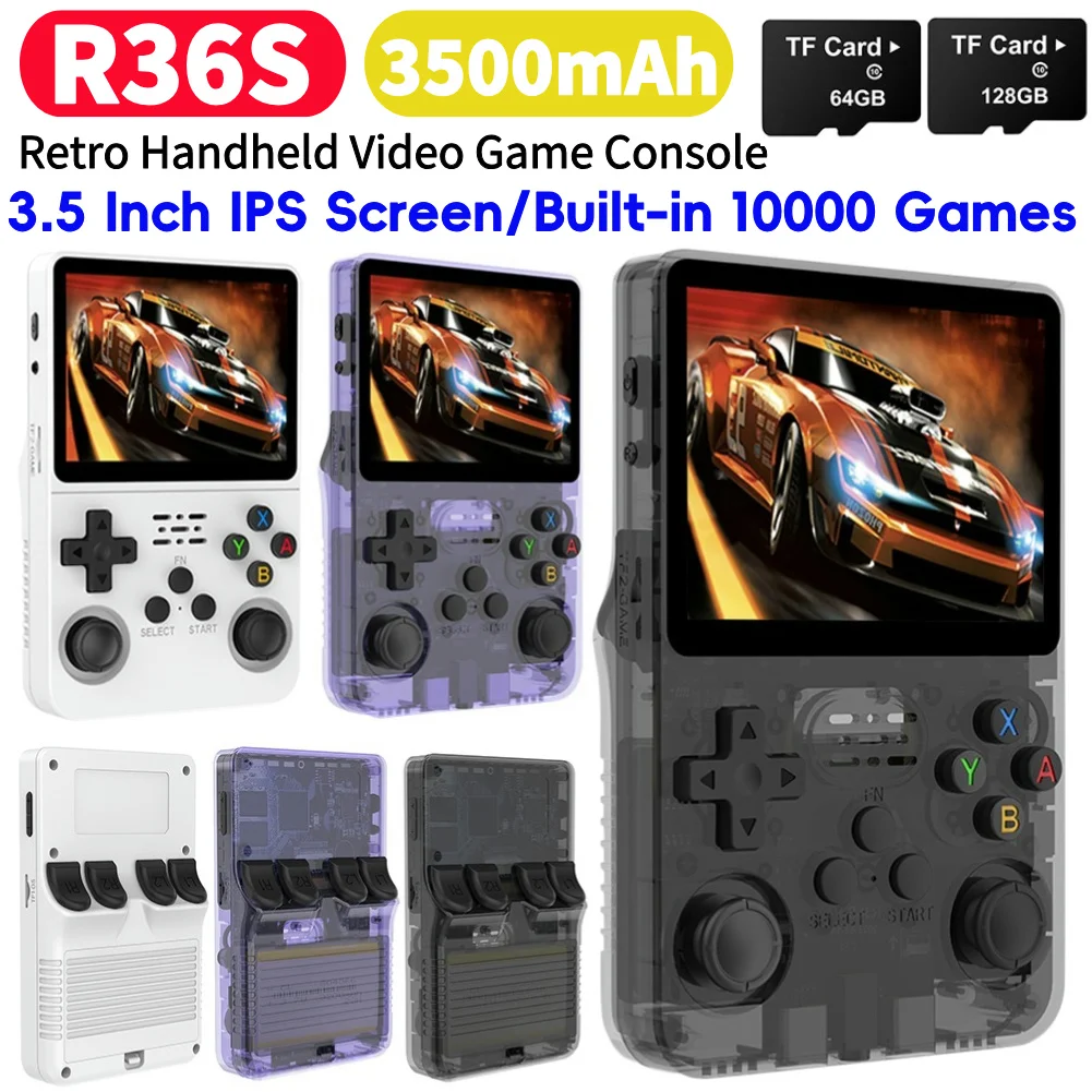 Console de jeu vidéo Portable rétro R36S, écran IPS de 3.5 pouces, 10000 jeux intégrés, lecteur vidéo de poche Portable pour PS1/N64/SFC/MAME