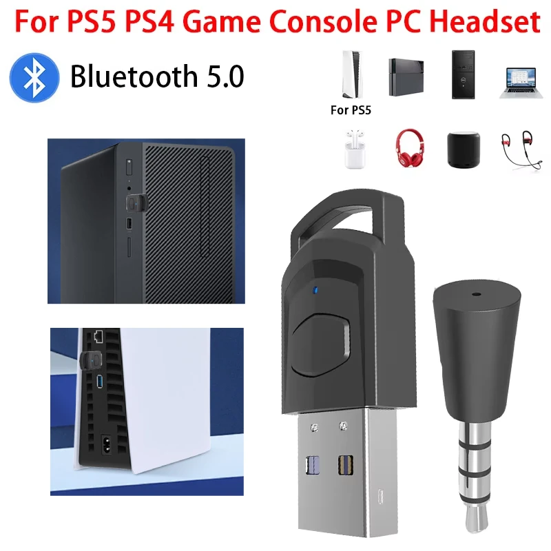 Adaptateur de casque Audio de jeu sans fil, récepteur pour Console de jeu PS5, PS4, casque PC, transmetteur Audio Bluetooth 5.0
