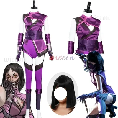 Spiel Mortal Mileena Cosplay Komba Kostüm Full Set Sexy Lila Farbe Uniform für Frauen Halloween Image