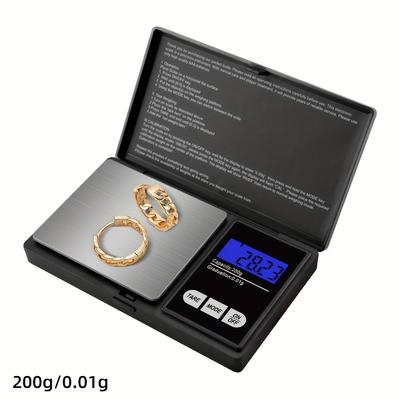 TEMU Black Jewelry Scale Gravity Sensor 0.01g Precision Pocket Electronic Scale Flip Cover Anti-shake For /small Particle Weighing Requires 2*aaa Batteries (not Included) Image