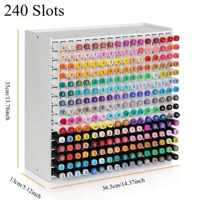 TEMU 240-slot Dual-tip Marker Storage Organizer - Durable Plastic Pen & Pencil Holder For Desk, Office Supplies Caddy With Colorful Ink Caps (markers Not Included), Pencil Holder For Desk Image