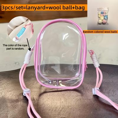 TEMU 3pcs Labubu/ Trendy Transparent Pvc Display Cases For Collectibles - Decor | Storage Boxes With Cute Dolls | Includes Carrying Bag, Colorful Balls & Hanging Rope (dolls Not Included) Image