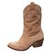 Western Ankle Boots Women: Summer Ankle Boots Women's Hole Pattern Riding Cowboy with Heel Riding Boots Vintage Leather Boots Half Boots Chelsea Boots Transition Boots Toe Cowboy Boots, brown, 7 UK