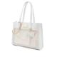 Bow Pain Bag Large Capacity Single Shoulder Tote Bag for Girls Versatile Transparent Sweet Handbag 34 * 10 * 26cm (White)