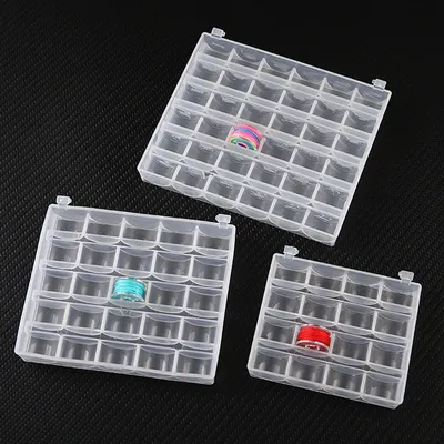 Clear Sewing Machine Bobbins Storage Box Sewing Accessories Tools Plastic Sewing Machine Bobbin Case Knitting Needle Organizer