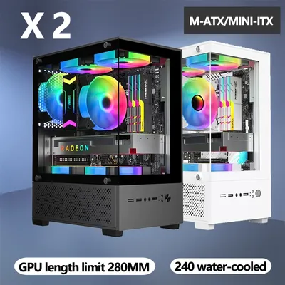 X2 Computer Case M-ATX Mini-ITX Seaview Room Side Transparent Desktop Chassis Support 240 Water Cooler