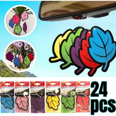6/24pcs Leaf Shape Car Air Fresheners Natural Scented Tea Paper Tablets for Auto Interior Mirror