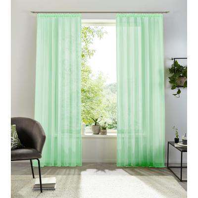 Gardine MY HOME "XANA mit Ösen, Kräuselband oder Schlaufen" Gr. 2, grün (mint), B:140cm H:175cm, Voile, Polyester, Gardinen, Bestseller, einfarbig, 1 bzw. 2 Schals, pflegeleicht, Schal Image