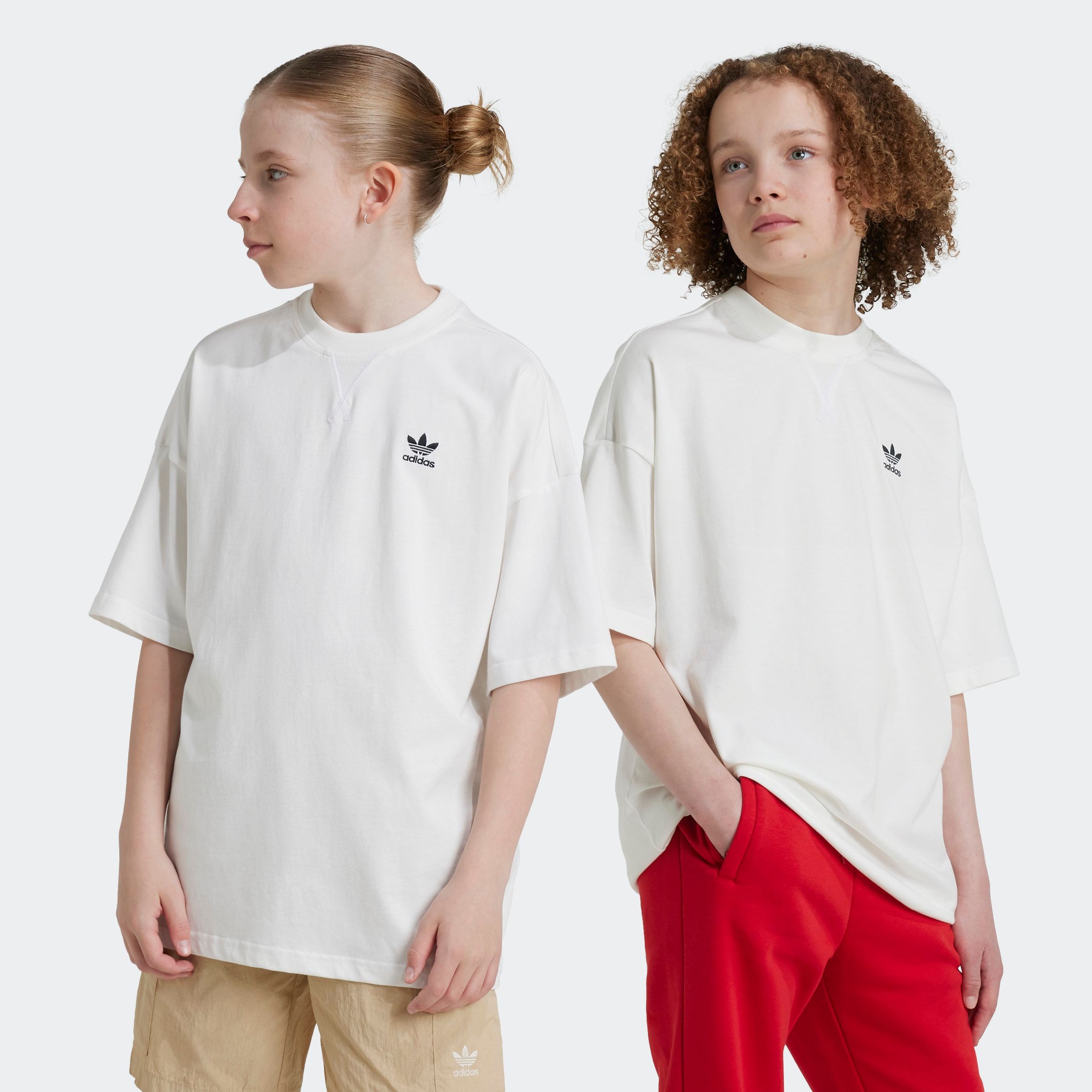 T-Shirt ADIDAS ORIGINALS "TEE", Kinder, Gr. 164, weiß (cloud weiß), Obermaterial: 100% Baumwolle, Rundhals, Shirts Image