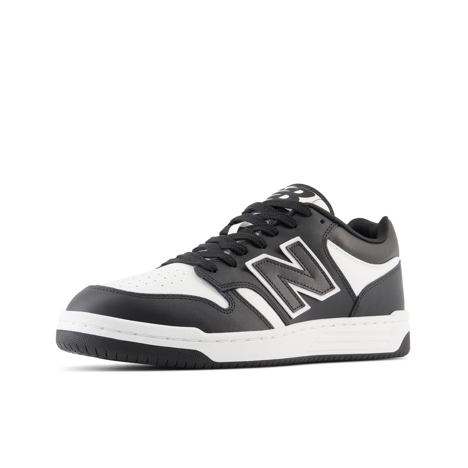 Sneaker NEW BALANCE "480", Herren, Gr. 45,5, schwarz-weiß (weiß, schwarz), Leder, Schuhe Sneaker