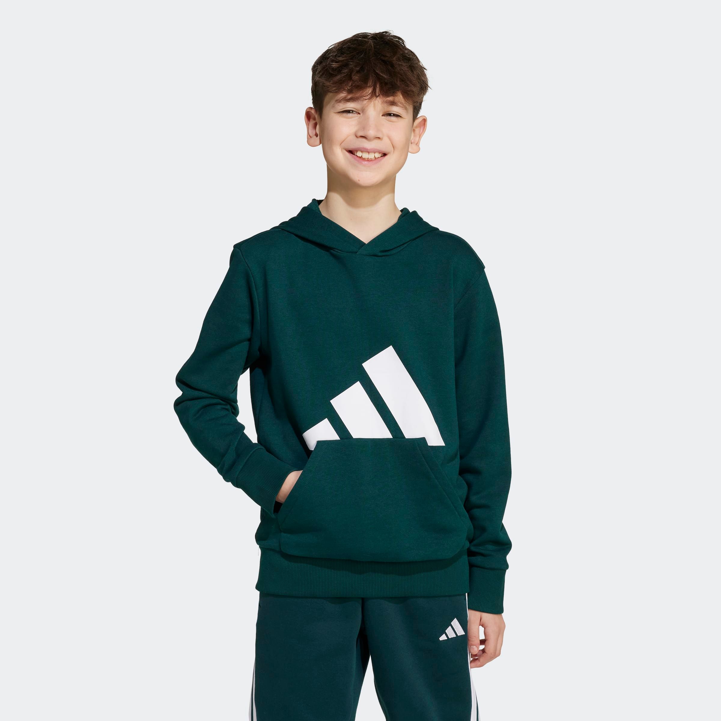 Kapuzensweatshirt ADIDAS SPORTSWEAR "J BL FT HD 280", Kinder, Gr. 152, weiß (aurora ivy, weiß), Obermaterial: 55% Baumwolle, 36% Polyester, 9% Viskose, Sweatshirts Image