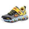 Sneaker SKECHERS "PLAY SCENE", Kinder, Gr. 24, bunt (grau multifarben), Lederimitat, Mesh, kontrastfarbene Details, casual, Schuhe, Freizeitschuh mit bedruckter Sohle, Größenschablone zum Download