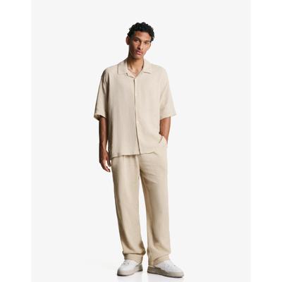 Bershka Wide-Leg Trousers Men Xl Sand