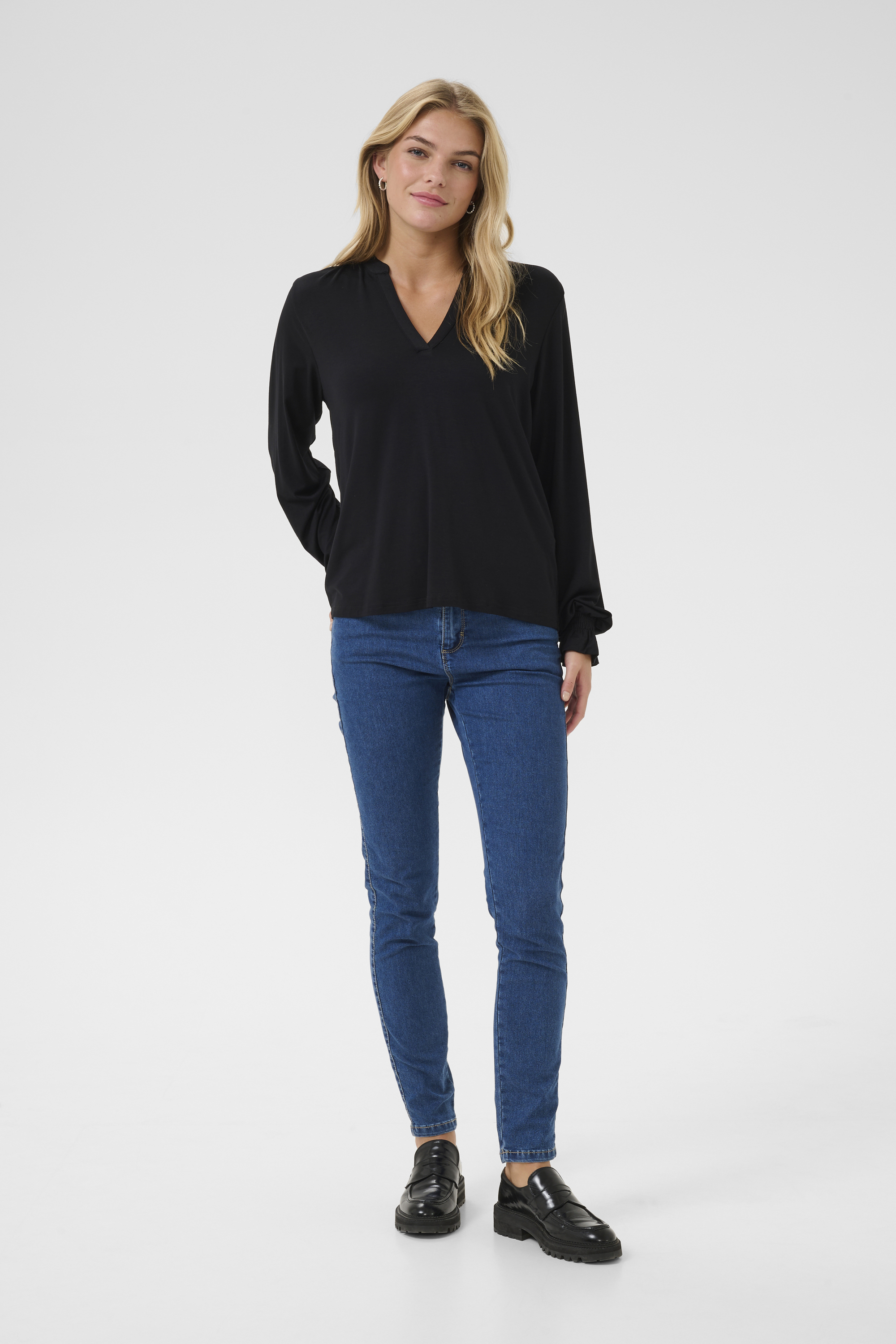 Langarm-Bluse Regular fit Black Image