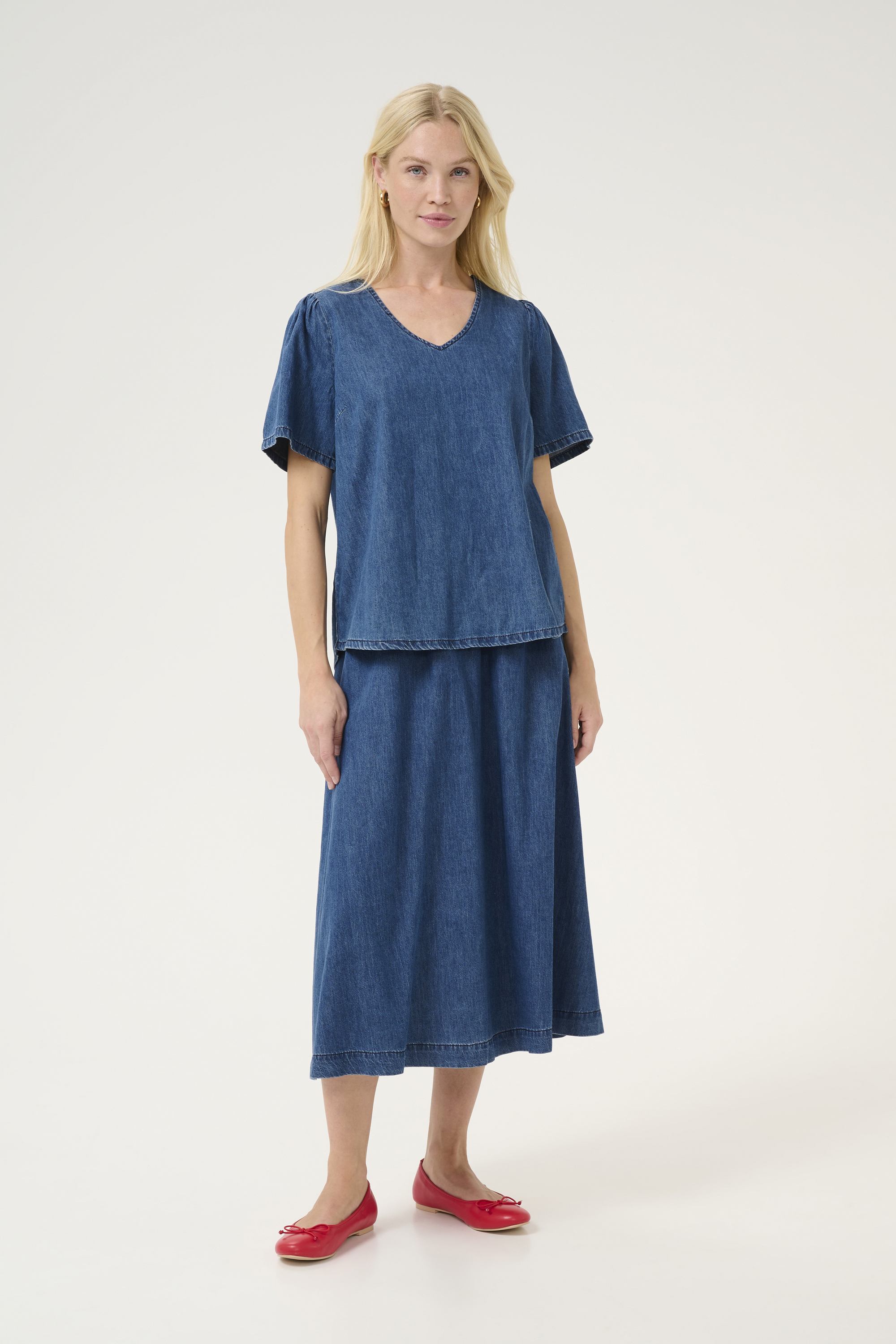 Kurzarm-Bluse Relaxed fit Dark Blue Wash dark blue Image
