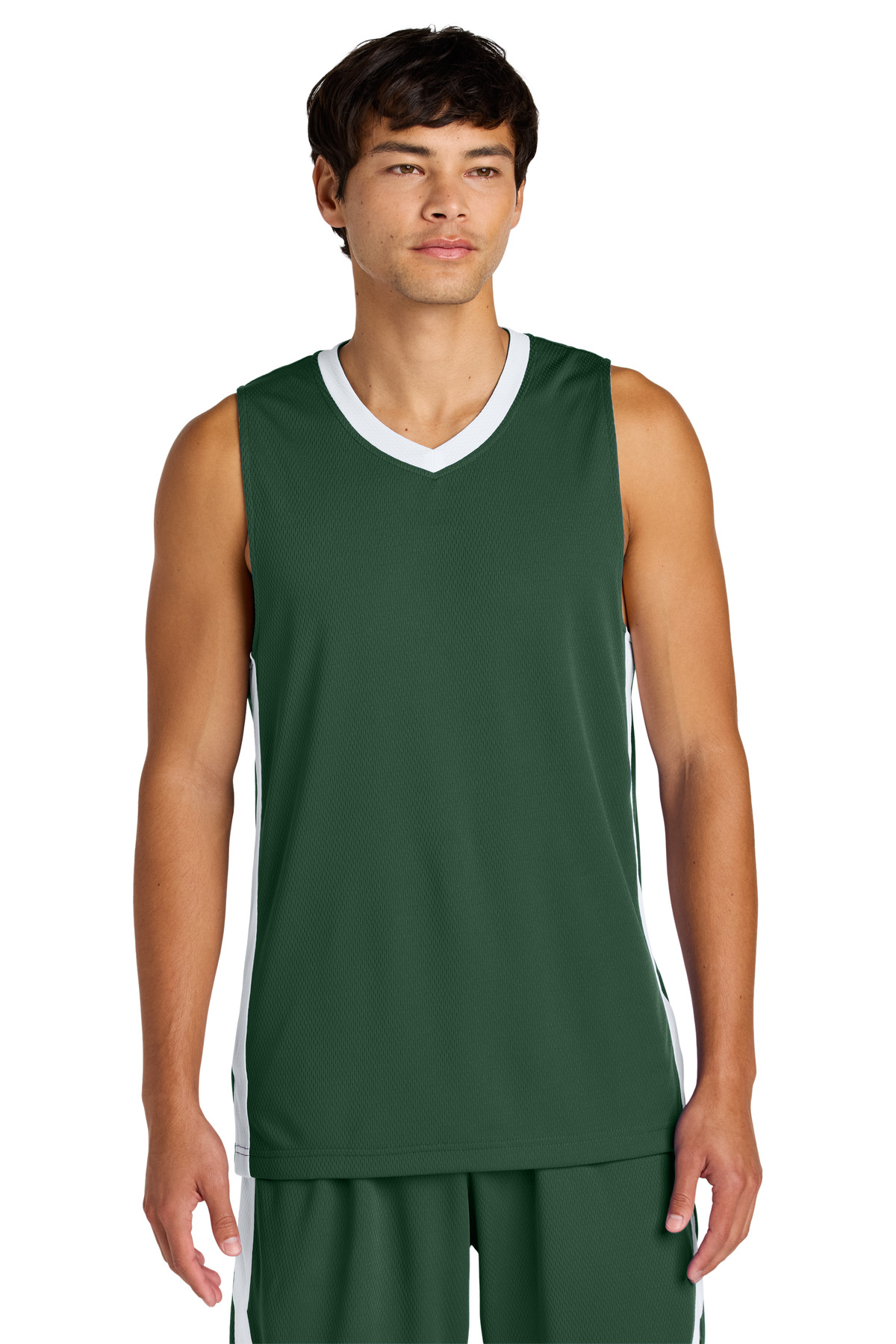 Sport-Tek ST900 Athletic Rival Basketball Rev Jersey T-Shirt in Forest Green/White size 4XL | Polyester