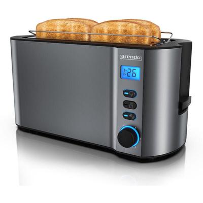 Arendo - Langschlitztoaster 4 Scheiben, Edelstahl Toaster mit Restzeitanzeige, 1500W, Image