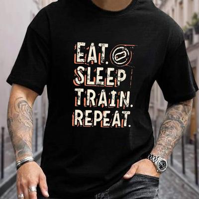 TEMU Eat Print T-shirt For Men, Trendy Short Sleeve Top, Men's Clothing Image