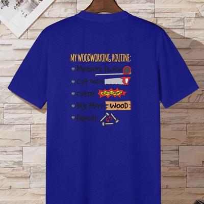 TEMU Workers Woodworking Measures Cuts Spring And Summer Men's Short-sleeved T-shirts Printed Tops Summer T-shirts Image