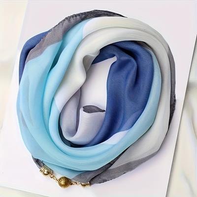 TEMU Elegant Thin Scarf, Boho Style, 100% Polyester, Breathable & Warm, Windproof, No Feathers, Printed Design, , Hand Washable Or Professional , Stylish | Bohemian Style | Lightweight Fabric, Scarf Image