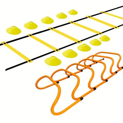 TEMU Ladder And Cones Training Set Adjustable Running Ladder With 10 Plastic Sports Cones For Training Image