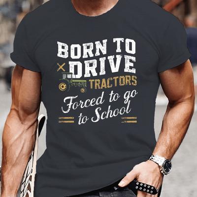 TEMU Tractor School Graphic T-shirt, Men's Tees, Casual Short Sleeve Shirt For The Summer Season Image