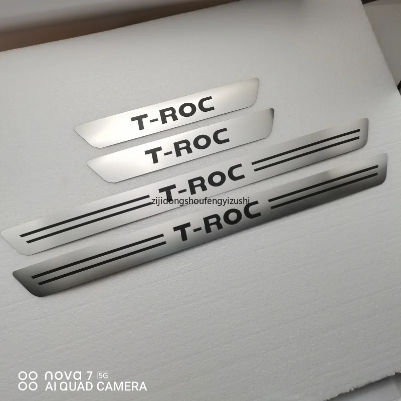 2018 2019 2020 2021 Für VW Volkswagen T-ROC TROC Edelstahl Tür-Schwellen-verschleiss-Platte Willkommen Pedal Auto Zubehör Image