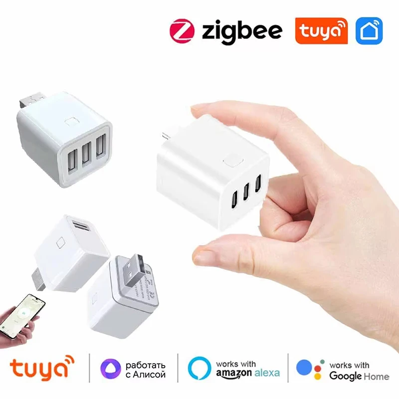 Tuya WiFi/Zigbee Smart USB Adapter Stecker 1 2 3 Gang Smartlife APP Timing DIY EIN/AUS Controller Funktioniert mit Alexa Google Smart Home Image