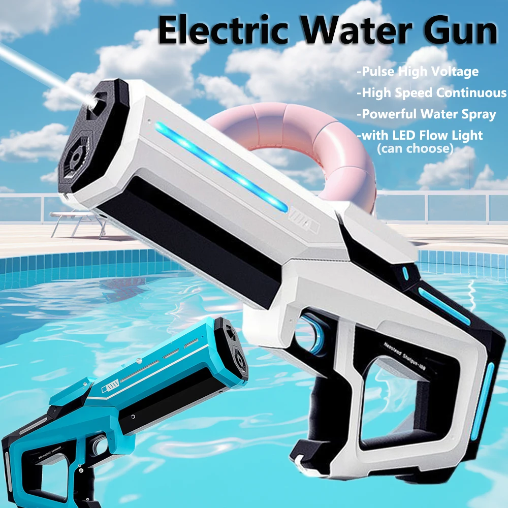 Pulse Elektrische Wasserpistole Sprühwasser Kontinuierlich Spielzeugpistole mit LED-Flow-Licht und Schutzbrille Kinder-Pool-Spielzeug Automatisches Saugwasser Image
