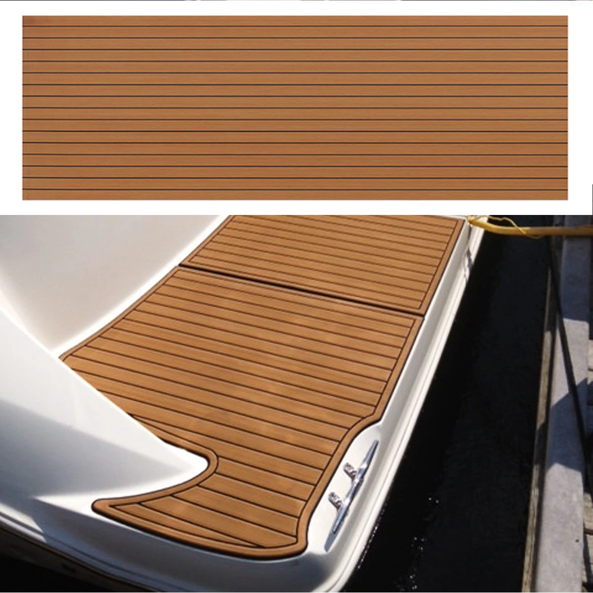 3000 x 900 mm Boots-Bodenbelag, EVA-Schaum, Marine-Faux-Teak-Terrassendielen, Teppichmatten, rutschfeste, pontonbraune, selbstklebende Yacht-Pats