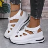 Niedrige Sandalen für Damen, Lederschuhe, geschlossene Zehen, atmungsaktive Clogs mit Absatz, Anzug für Damen, Beige, große Größe, 2022, Sommer, Sport mit niedrigem Absatz