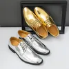 Klassische formelle Herrenschuhe, Gold, Silber, Schnürung, Business, Büro, Outdoor, Leistung,