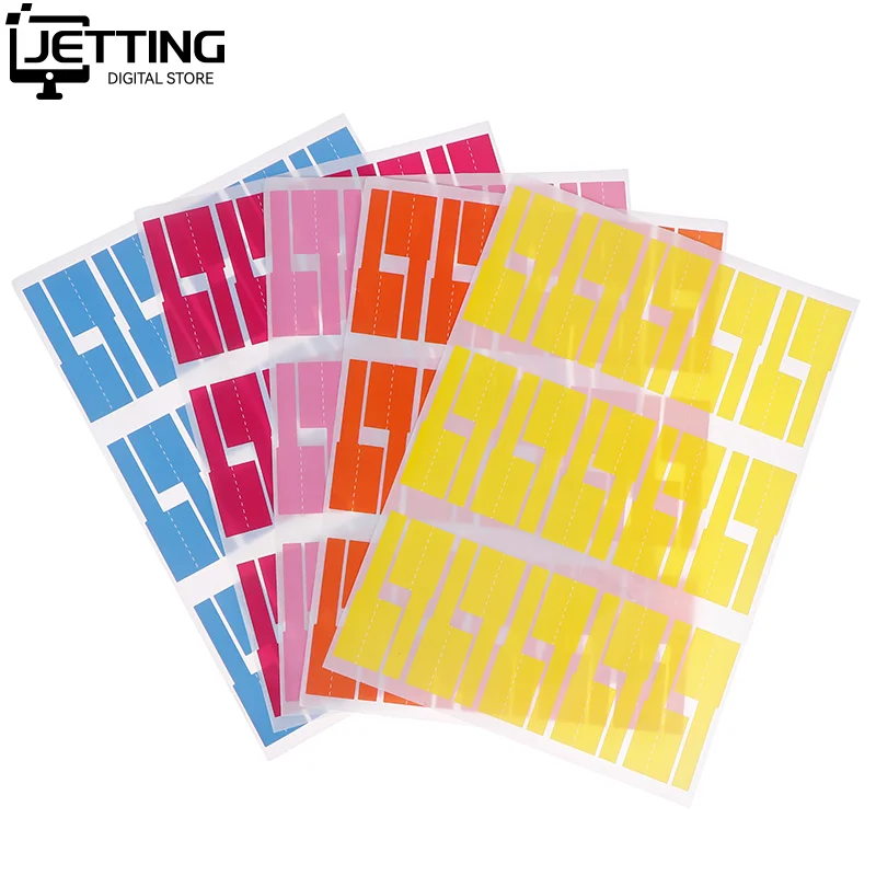 240 Stück selbstklebende Kabeletiketten, bunte, wasserdichte Kabelmarkierungsbinder, Laserdrucker-Aufkleber, Faserdraht-Etiketten, Organizer Image