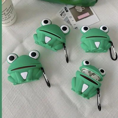 Für AirPods 4 3 2 1 Pro Pro 2 Kopfhörer Fall 3D Frosch Cartoon Silikon Schutzhülle Kopfhörer Box Mit Anhänger Abdeckung Image
