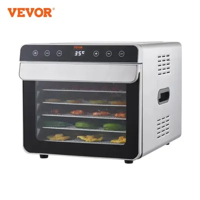VEVOR 6 Trays Food Dehydrator Machine 700W Stainless Steel Electric Food Dryer w/ Digital Adjustable