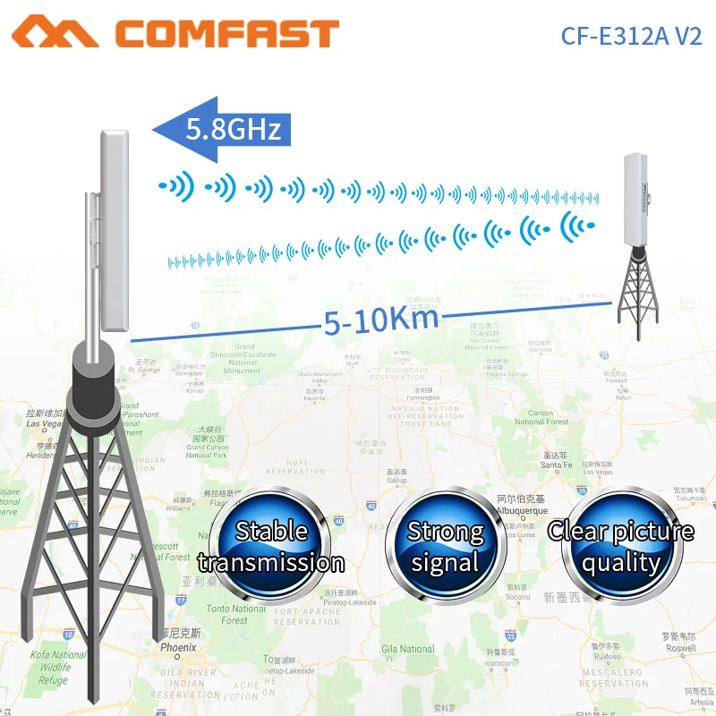 COMFAT Outdoor CPE Wifi Repeater 2 stücke 5 KM 5 GHz 300 Mbps Wireless Wi-Fi Router Extender Brücke Nanostation 2*14dbi Antenne Booste Image