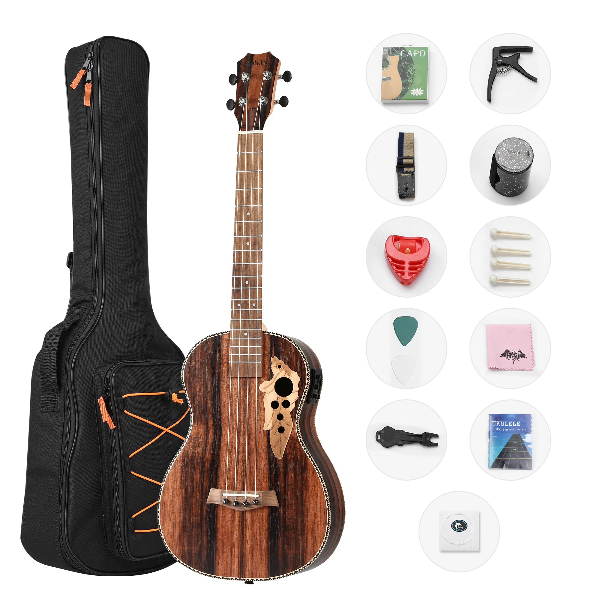 30 Zoll alle Blackwood Bariton akustische elektrische linke Ukulele mit Fachwerk stange mit EQ mit Gig Bag, Riemen, Nylons chnur Image