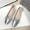 Damenschuhe mit Schleife Silber Damen flache Schuhe Square Toe Abend Sommer koreanischen Stil Rabatt lässig e Luxusmarke l