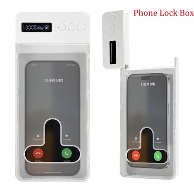 Transparent Phone Lock Box with Timer LCD Display T-shaped Opening Phone Box Phone Locker Adults