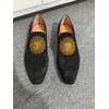 Männer Schwarz Wildleder Casual Schuhe Loafers Gestickte Sonne Blume Totem Handgemachte Bequeme Atmungsaktive Slip On Kleid Schuhe Größe 48