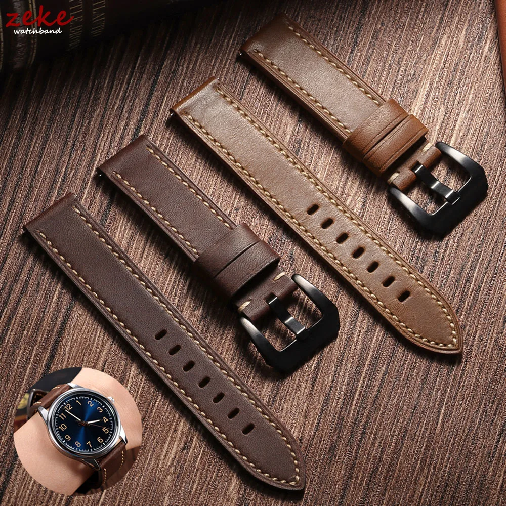 18/20/22/24/26mm Uhrenarmband Echtes Retro Kalbsleder Armband für Seiko für Omega Bund Straps Männer Frauen Sport Armbänder Gürtel Image