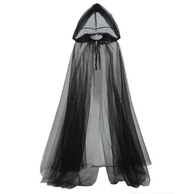 Schwarzer Brautschal Hexe Vampir Cosplay Umhang Halloween Doppelumhang Spiel Party Kostüm Requisiten Image