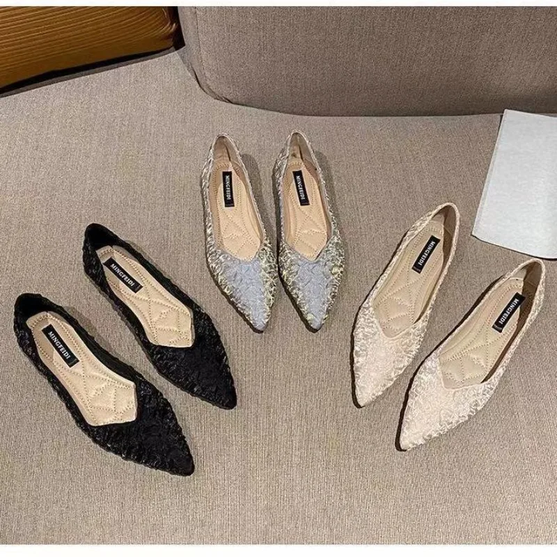 Modische Freizeitschuhe für Damen, vielseitig, flache Schuhe, spitze Zehen, Damen, elegante, minimalistische Schuhe, Komfort, rutschfeste Schuhe mit weichen Sohlen