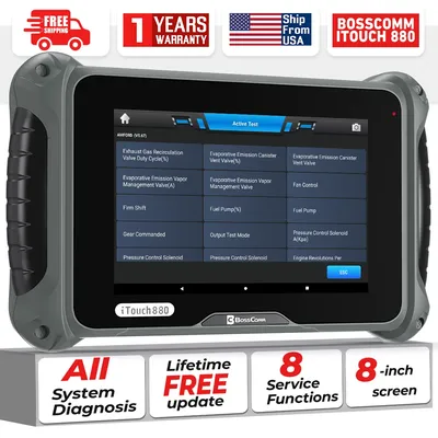 BOSSCOMM iTouch 880 OBD2 Scanner Full System Automotive Scanner with 8 Reset Service Car OBD2 Tools Lifetime Free Update 8 inch