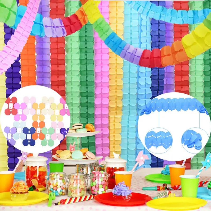 3 Mt/paket Bunte Vier Kleeblatt Papier Party Streamer Tissue Hänge Garland Oranment für Hochzeit Baby Shower Party Home Decor Image