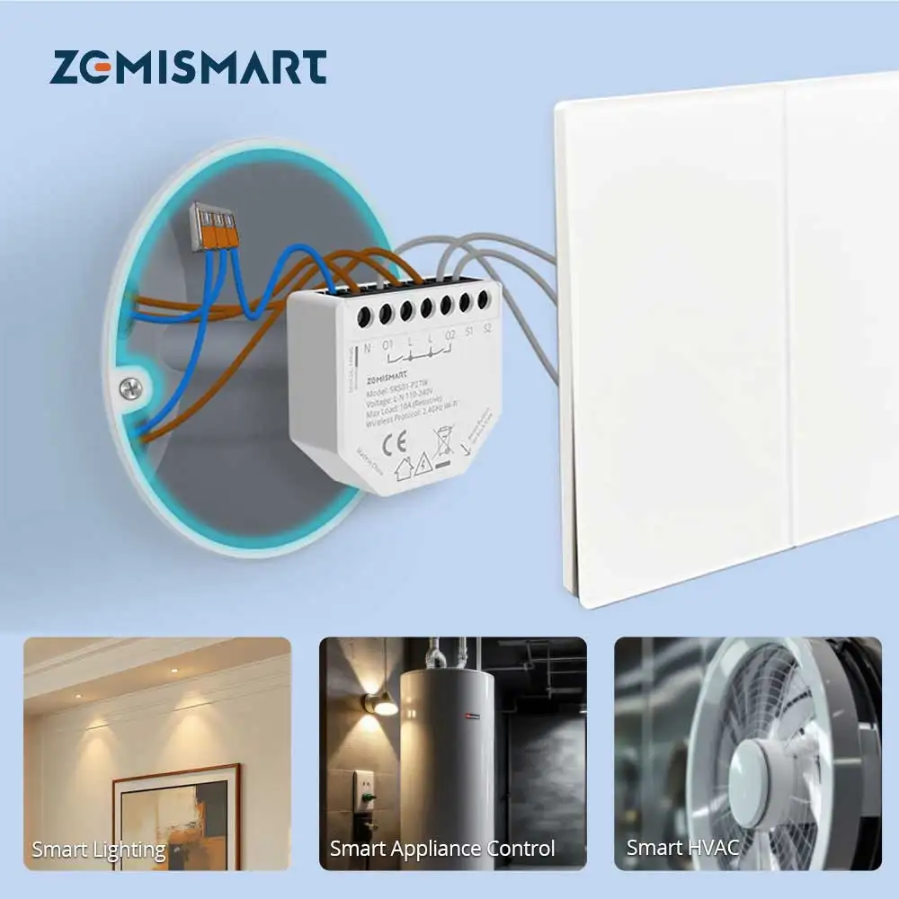 Zemismart WiFi Smart Relay mit Power Monitor 1 Gang 2 Gang Mini Switch Modul Funktioniert mit Tuya Smart Life APP Image