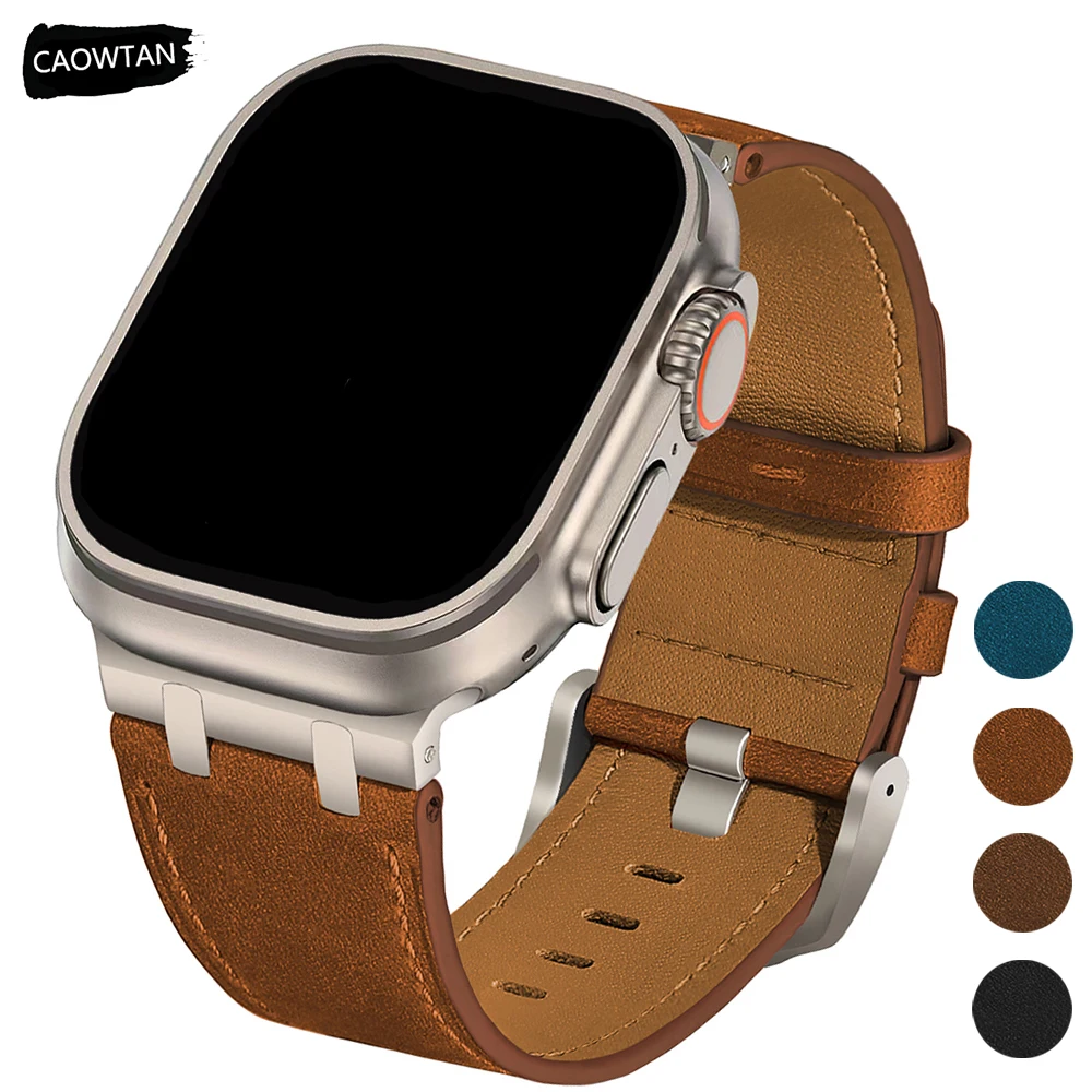 Lederarmband für Apple Watch Ultra 2 49 mm Serie 10 46 mm Luxusarmband Sportarmband für iWatch 10 9 8 7 6 5 4 SE Ultra 44 45 mm Image