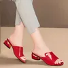 Damenschuhe, modisch, rot, sexy Damen-Hausschuhe, PU, weiches Leder, Damen, bequeme Sandalen,